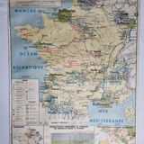 Carte de France pédagogique réversible, MDI, 1968, "Industries métallurgiques", "Sources d'énergie"