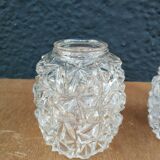 Set of 3 glass-carved glass globes for suspension