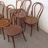 6 curved wooden bistro chairs