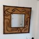 2-tone beveled square wood and rattan mirror