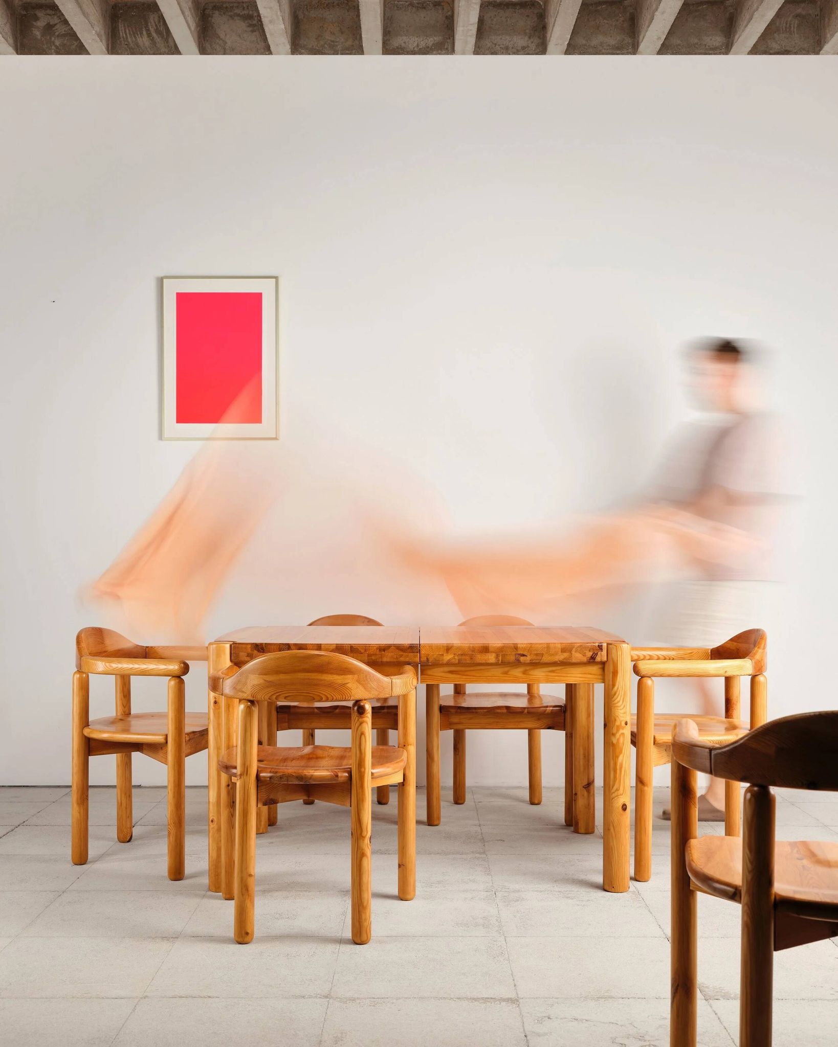 Table et 6 fauteuils brutalistes, Rainer Daumiller, Danemark, années 70