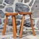 Pair of solid wood tripod stools