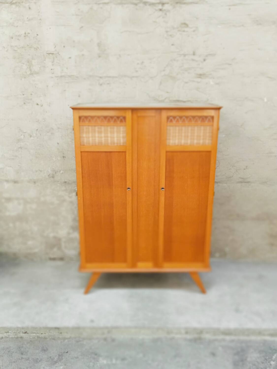 Wood & rattan cabinet