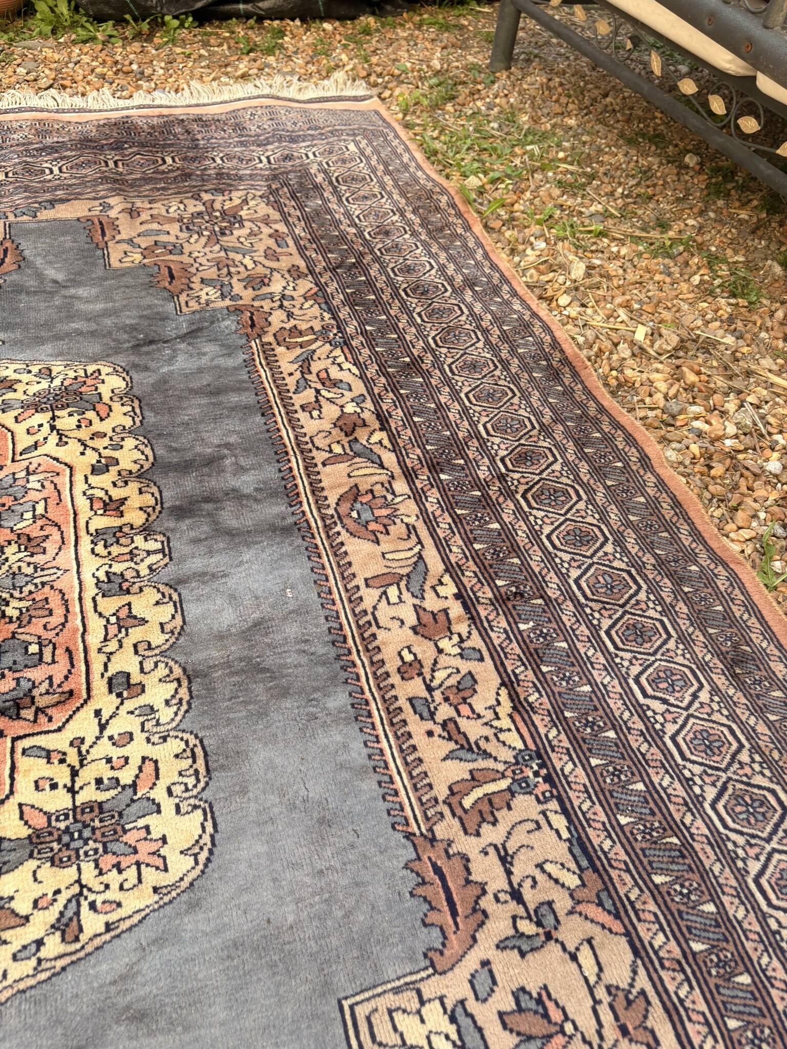 Vintage Persian Moud Carpet Handwoven Wool 240x160 Iran Oriental Old Salon