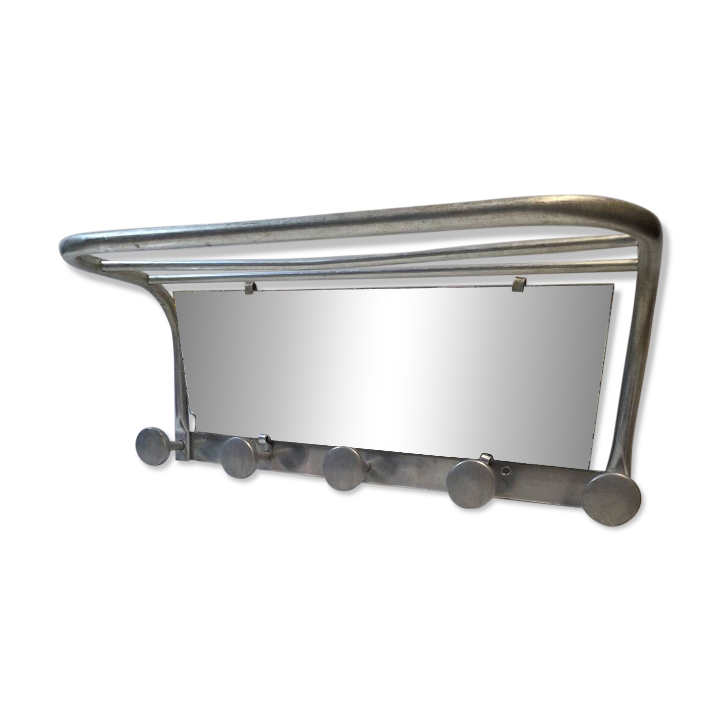 Antique aluminum coat rack with 5 hooks