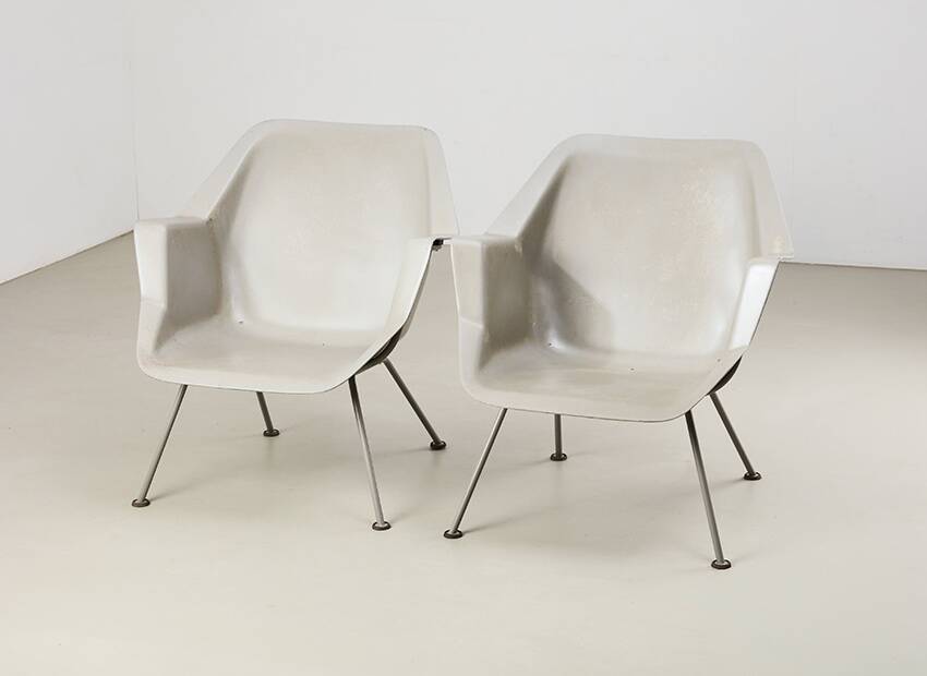 Rare Pair of Early 416 Chairs by Wim Rietveld & Andere Cordemeyer for Gispen 1957