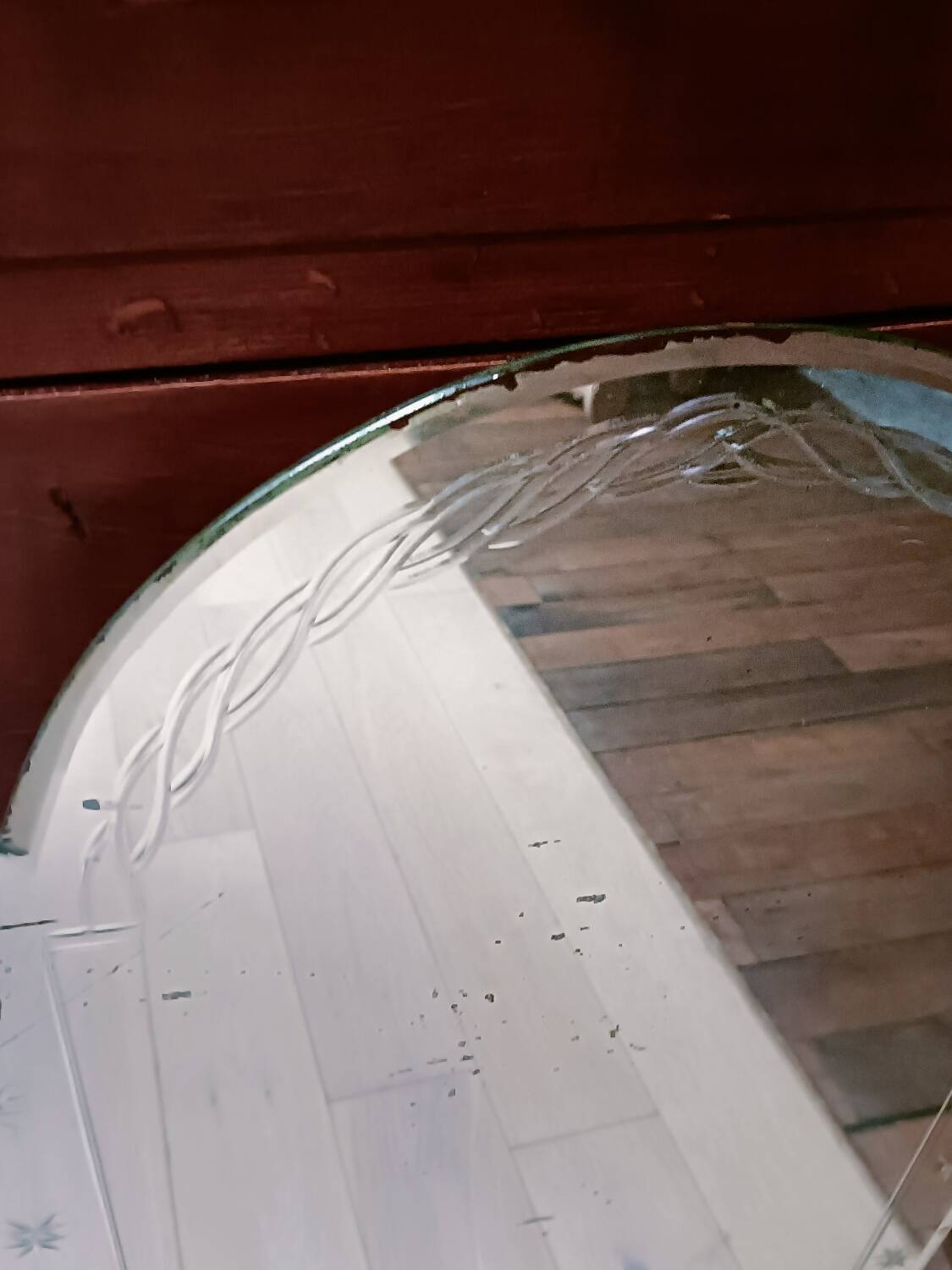 Art Deco beveled engraved mirror