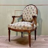 Medallion armchair in natural wood from louis xvi xviii eme century
