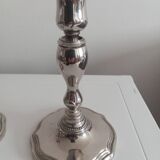 Pair of silver-plated metal candlesticks