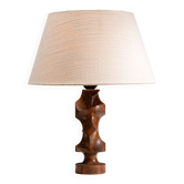 Lampe de table en bois brutaliste du milieu du siècle