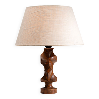 Mid-century brutalist wooden table lamp