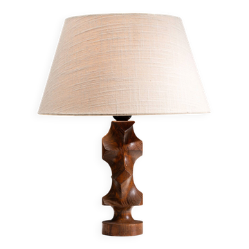 Mid-century brutalist wooden table lamp