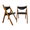 2 folding chairs wood and skaï