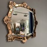 Venetian Quadratic Mirror with Rosé Rauchglass Frame