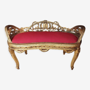 Gilded wooden bench louis xv rocaille