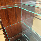 vintage mahogany bar cabinet with front-opening drawers in English style