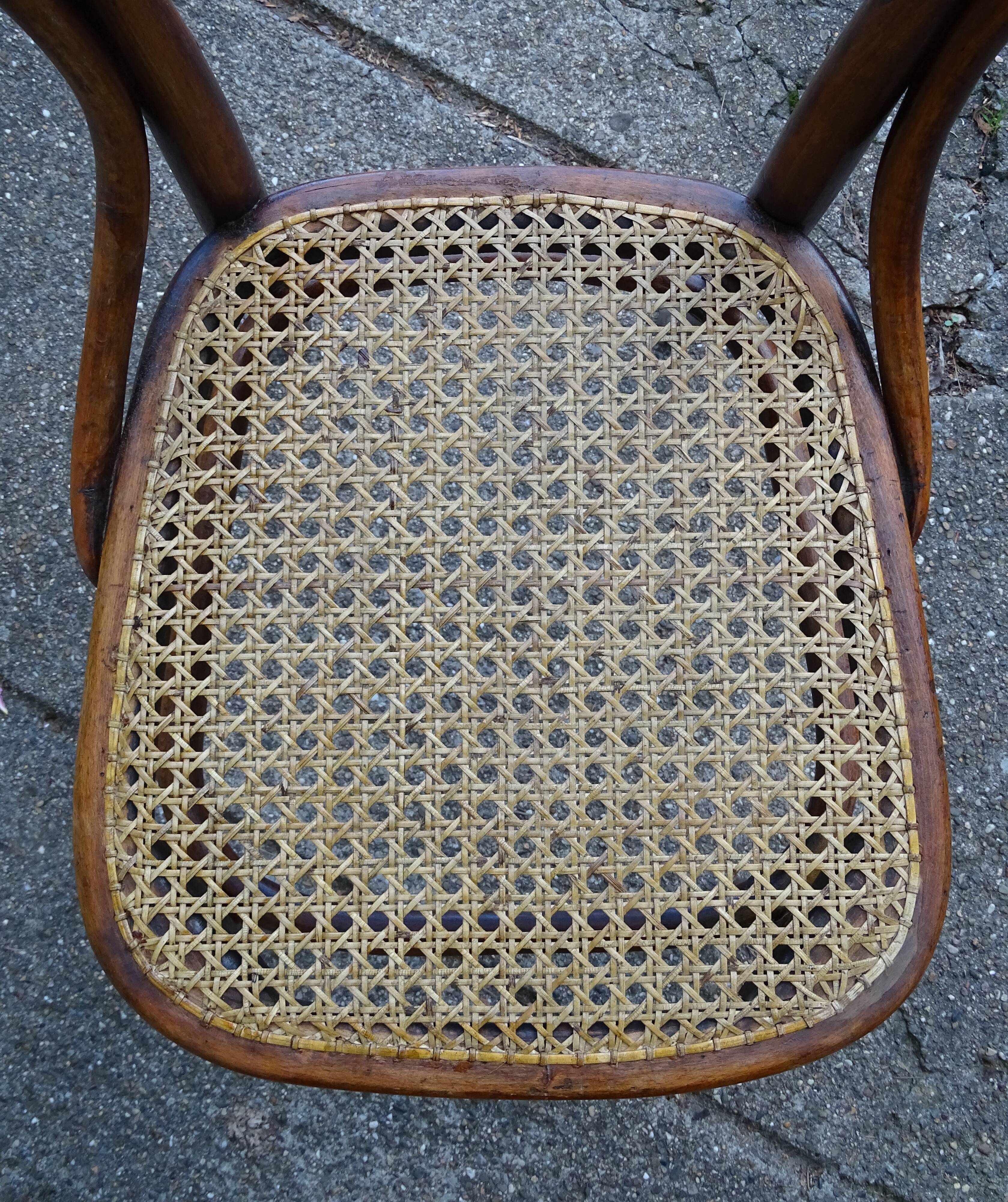 2 Bistro chairs No. 55- 3/4 by Kohn, circa 1905, caned