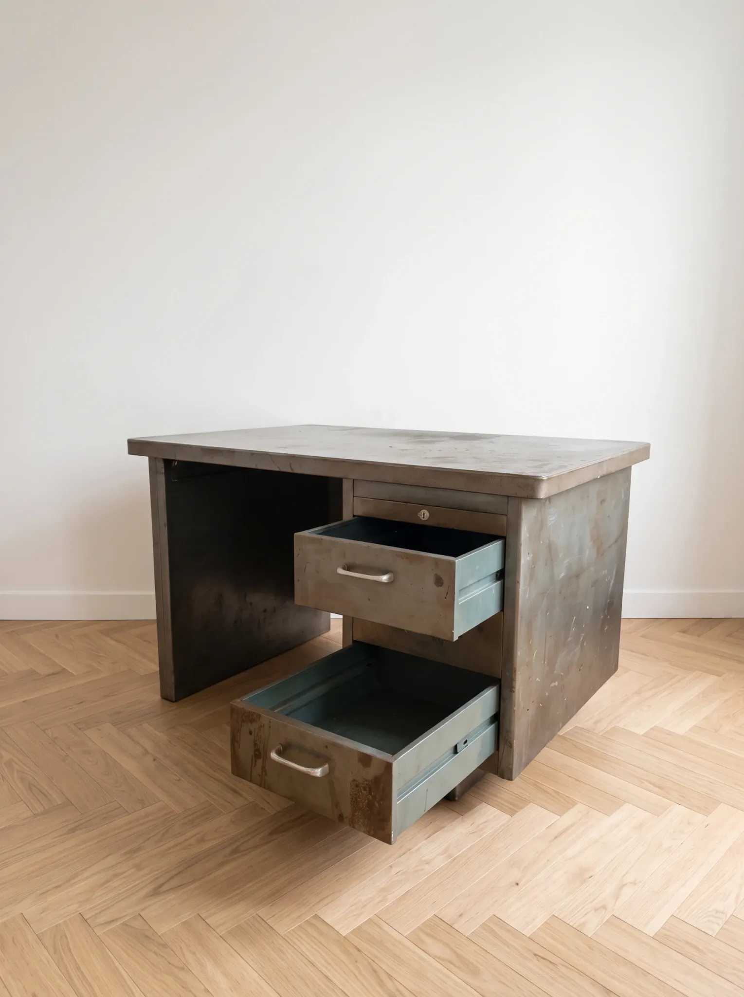 Industrial desk Strafor in grey steel