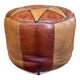 Vintage Berber leather pouf