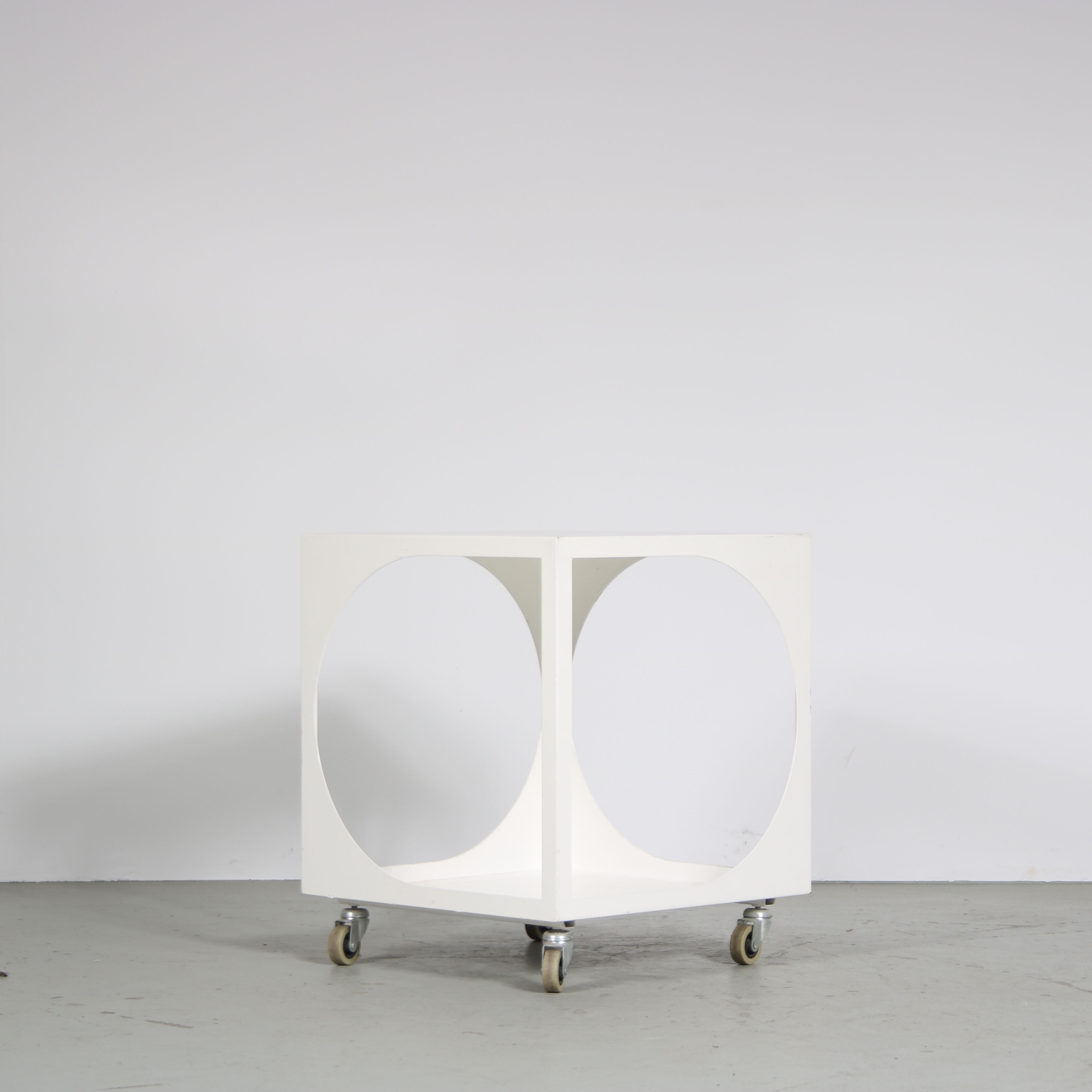 1960s white metal trolley from the Netherlands