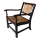 Low Arts & Crafts Oak & Rush Armchair, Belgium 1920s