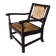 Low Arts & Crafts Oak & Rush Armchair, Belgium 1920s