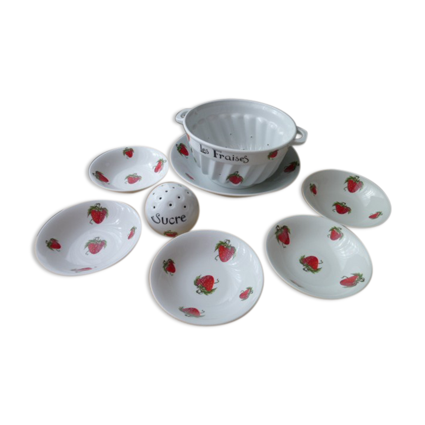 Porcelain strawberry service Philippe Deshoulières