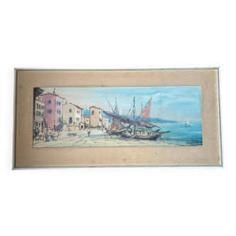 Watercolor, vintage framed painting, signed