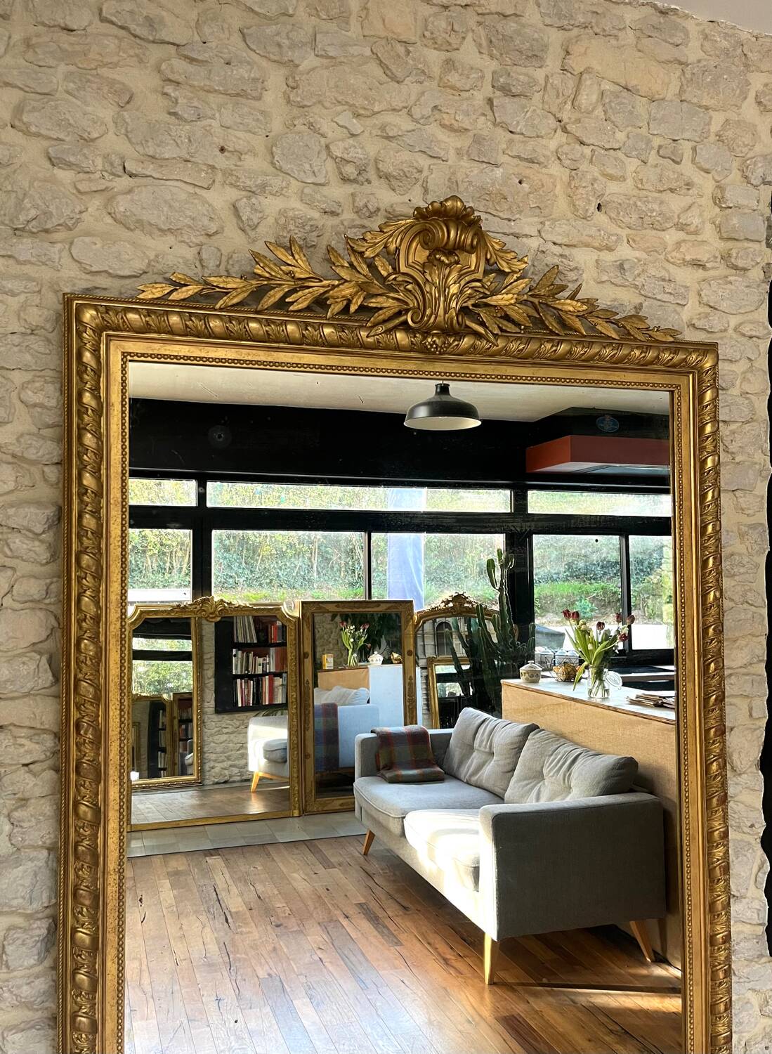 Masterpiece mirror 233cm/134.5cm gilded with gold leaf, Napoleon III period