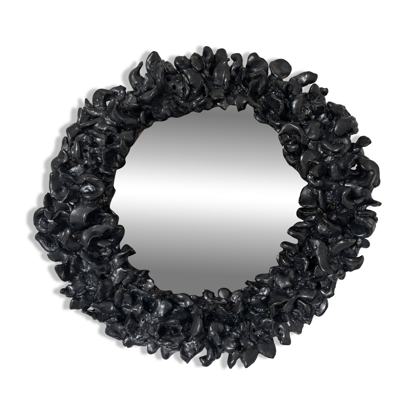Contemporary French ceramic mirror, Bosco by Renzo Maar.