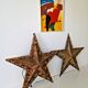 Pair of Vintage Industrial Marquee Star Wall Lights Distressed Gold Finish 1960s