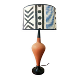 Large terracotta lamp and vintage tribal lampshade