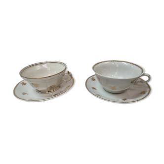 Duo tasses déjeuner porcelaine de Limoges