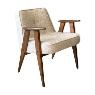 Original polish mid-century 366 chair designed in 1962 by J. Chierowski. Boucle fabric