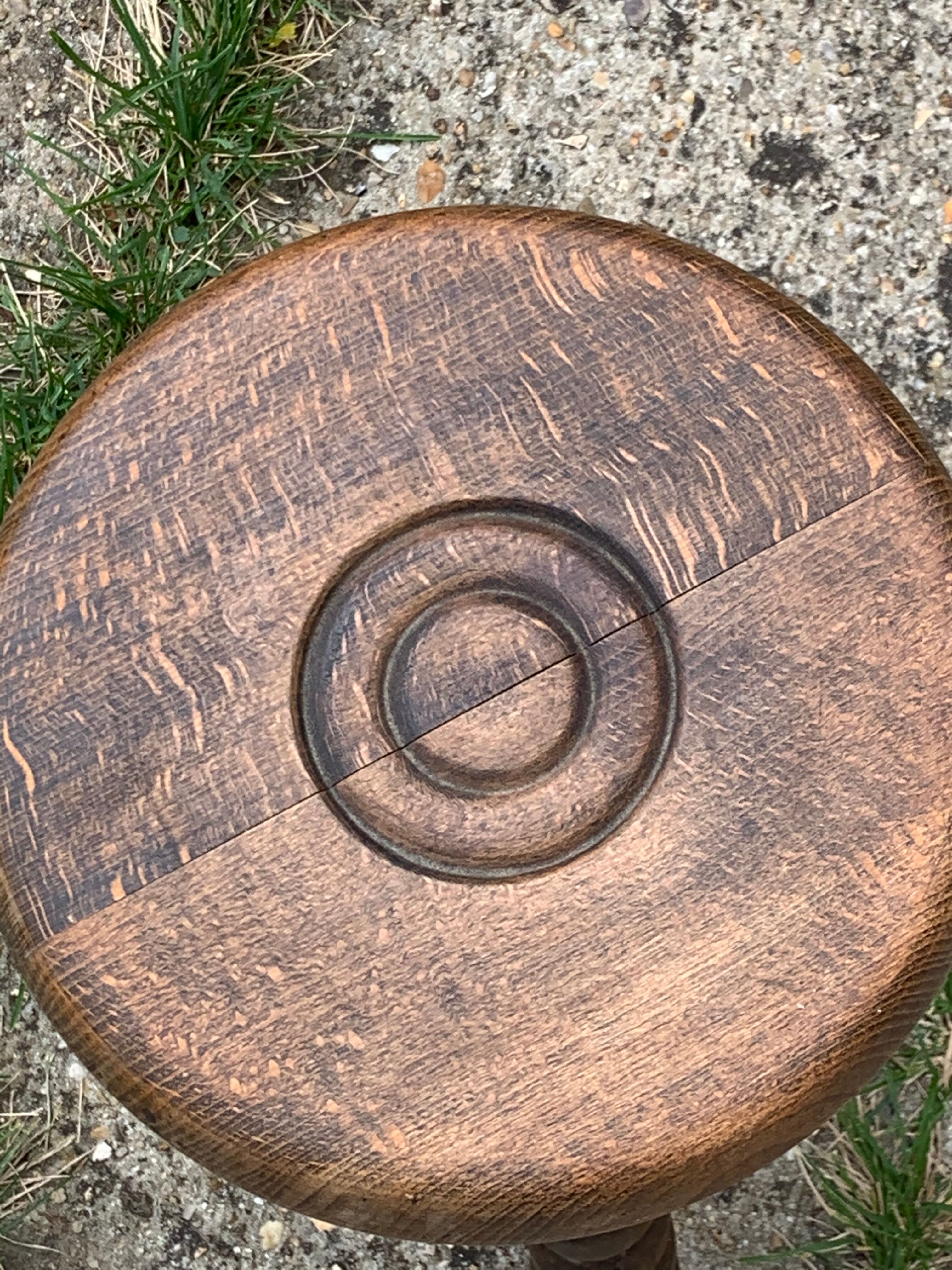 Milking tabouret, old wood turns and chiseled