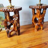 Pair of vintage 1960s brutalist side tables