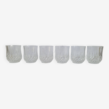 Set of 6 chiseled crystal water or whiskey glasses