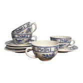 4 coffee cups Gien Oiseau Bleu