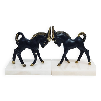 Vintage equestrian marble bookends
