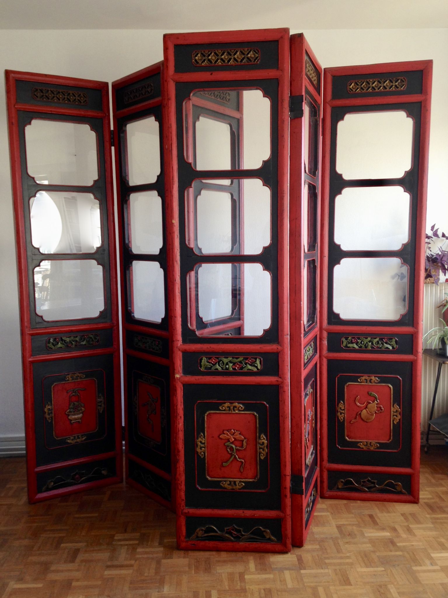 Pair of 3-panel screens