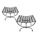 Pair of curule stools - Wrought iron - Vintage 20th century Excellent condition