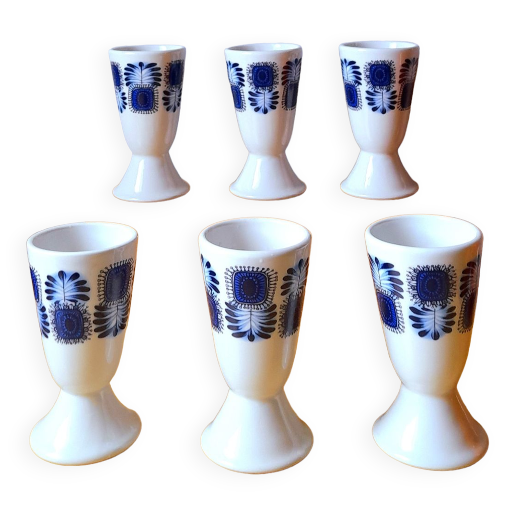 Lot De 6 Mazagrans Anciens Porcelaine L'Hirondelle – Multicouleur
