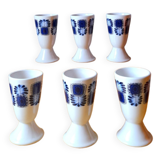 Set of 6 70s porcelain mazagran