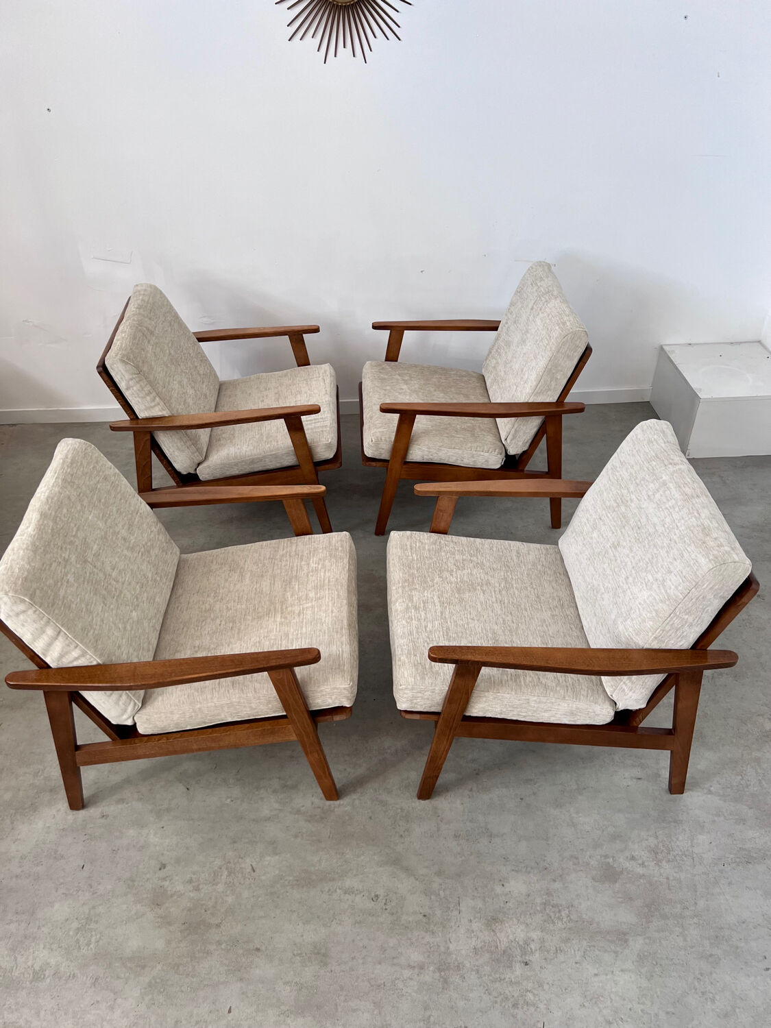 Set of 4 armchairs beech scandinavian