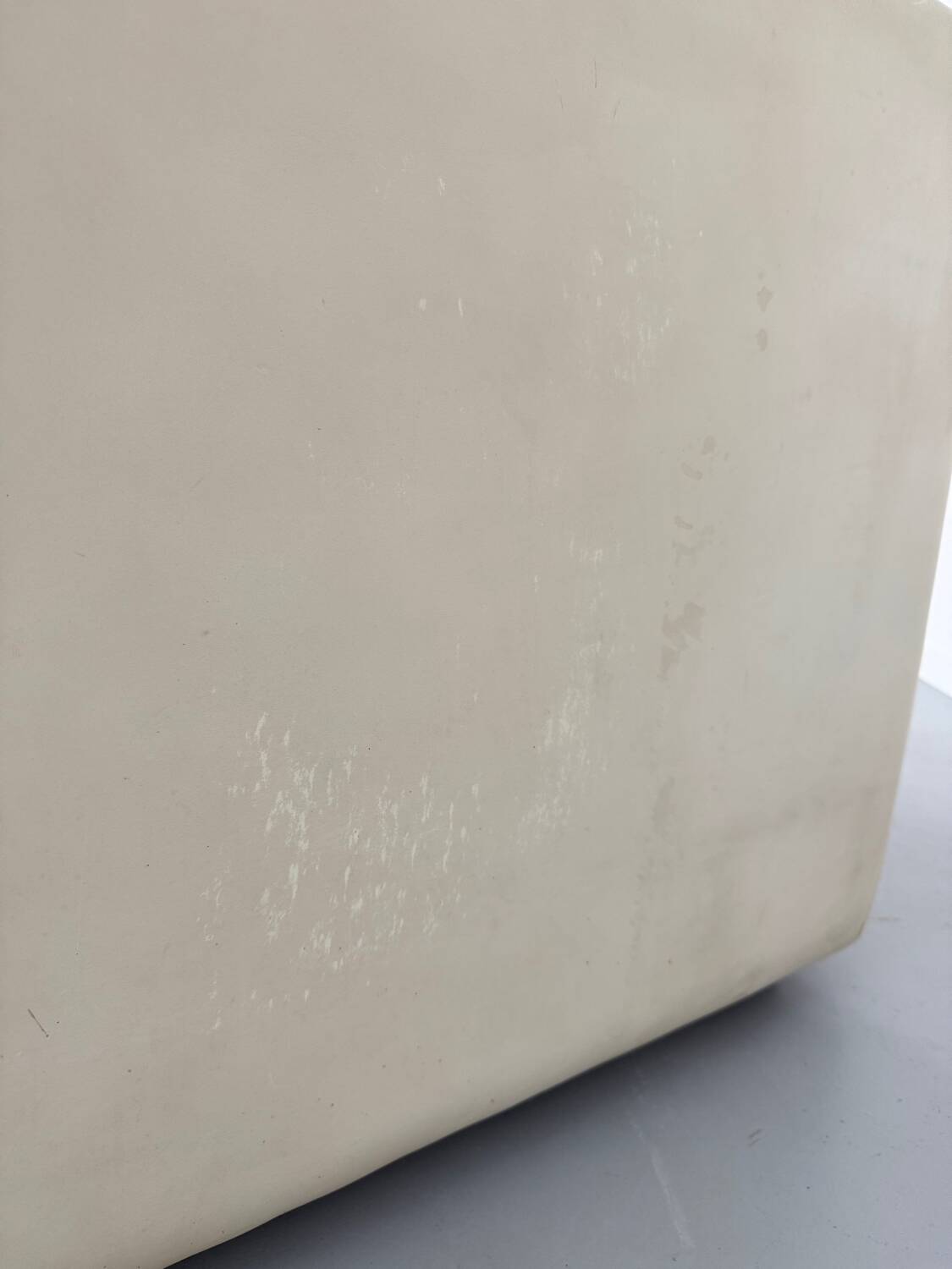 Old 2-seater beige leather sofa designed by Carl Larsson De Sede, vintage 80s