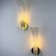 Pair of Murano frosted glass leaf sconces, gilt brass, Italy, 1970s