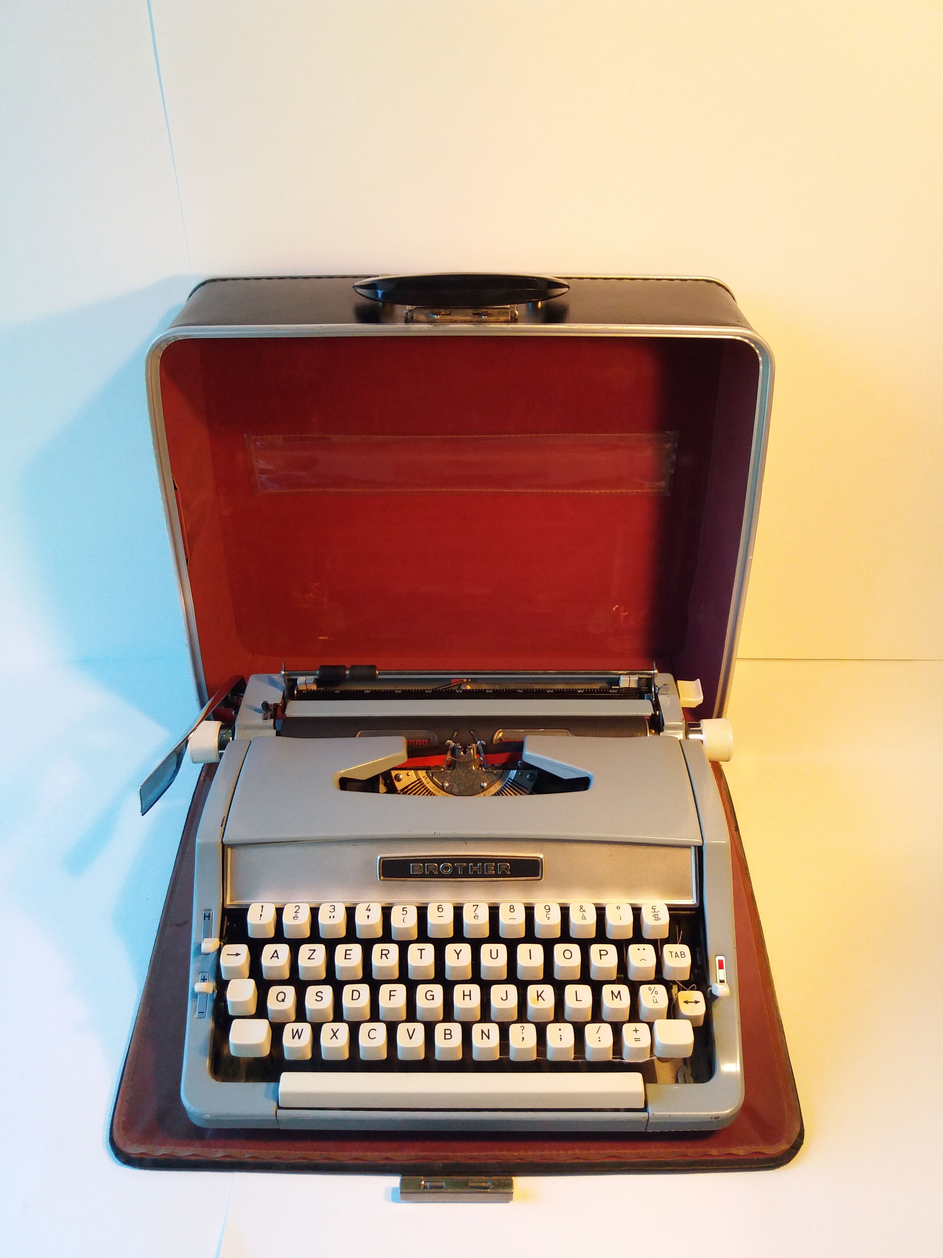 Pale blue Brother typewriter