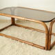 Table basse en bambou et verre fumé vintage