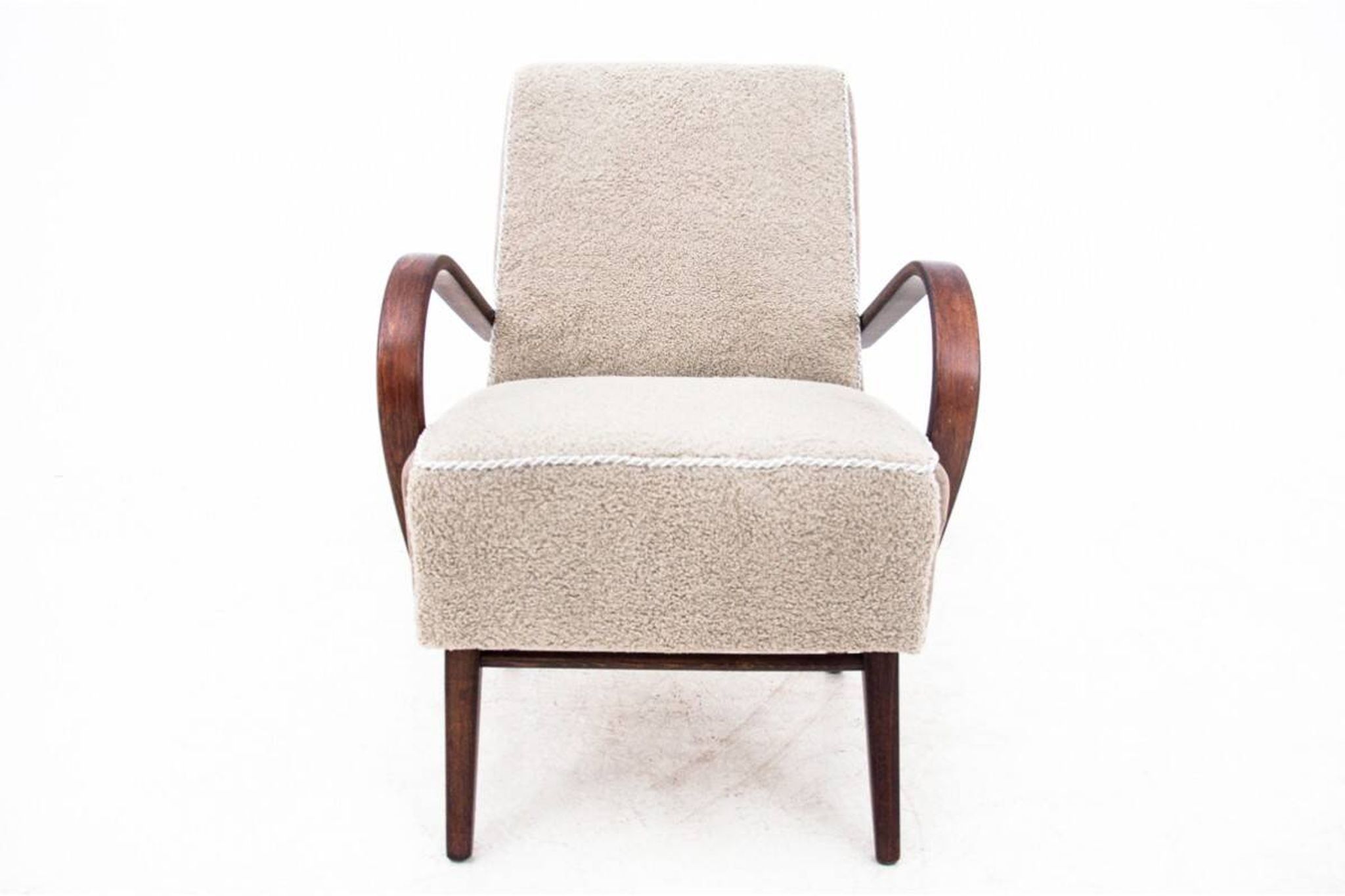 Fauteuil Art Déco beige bouclé, République tchèque