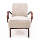 Art Deco beige boucle armchair, Czech Republic